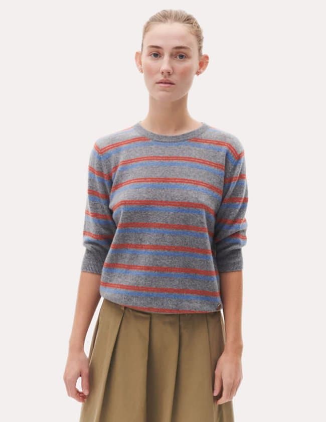 Beta Studios mini stripe jumper - grey detail