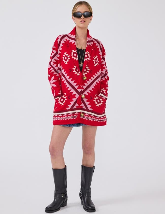 Hayley Menzies sundance cardigan - red side