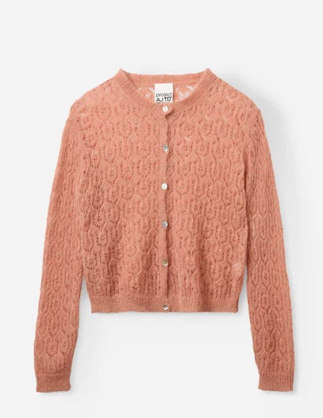 Project AJ117 petrine cardigan - old rose back