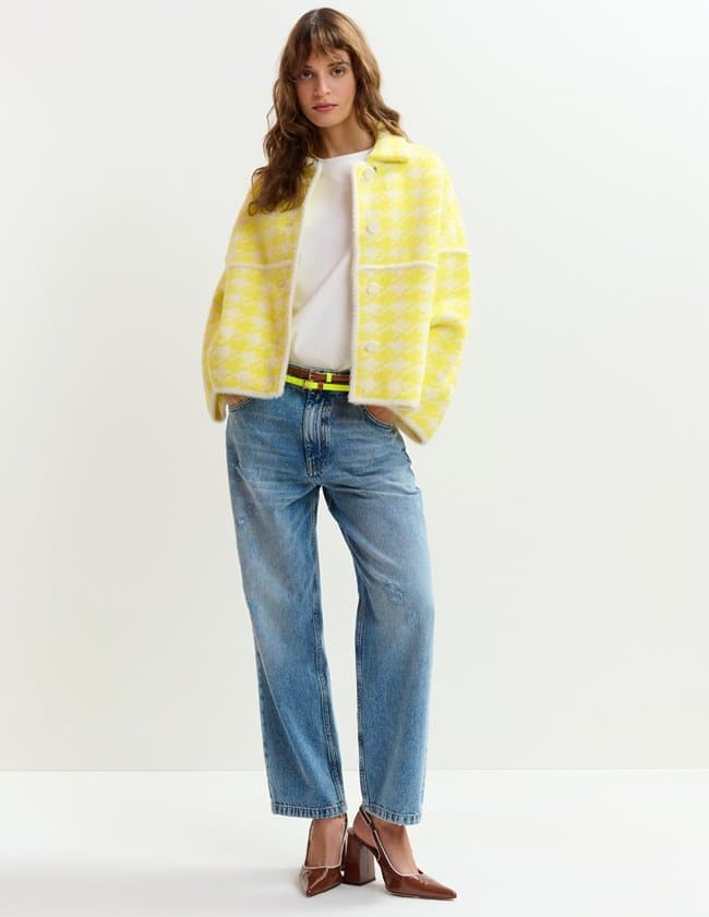 Essentiel Antwerp joking knit jacket - lemon side
