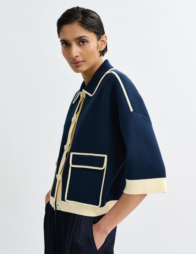 Essentiel Antwerp jugly cardigan - navy side