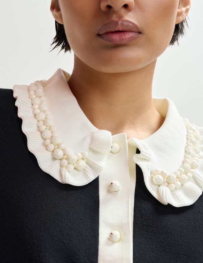 Essentiel Antwerp jewelry polo top - black side