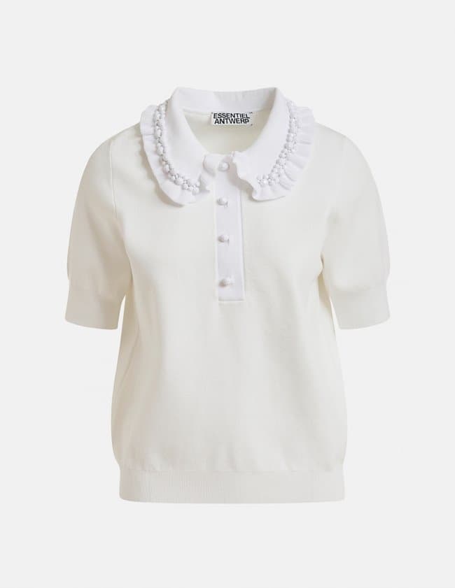 Essentiel Antwerp jewelry polo top - white back