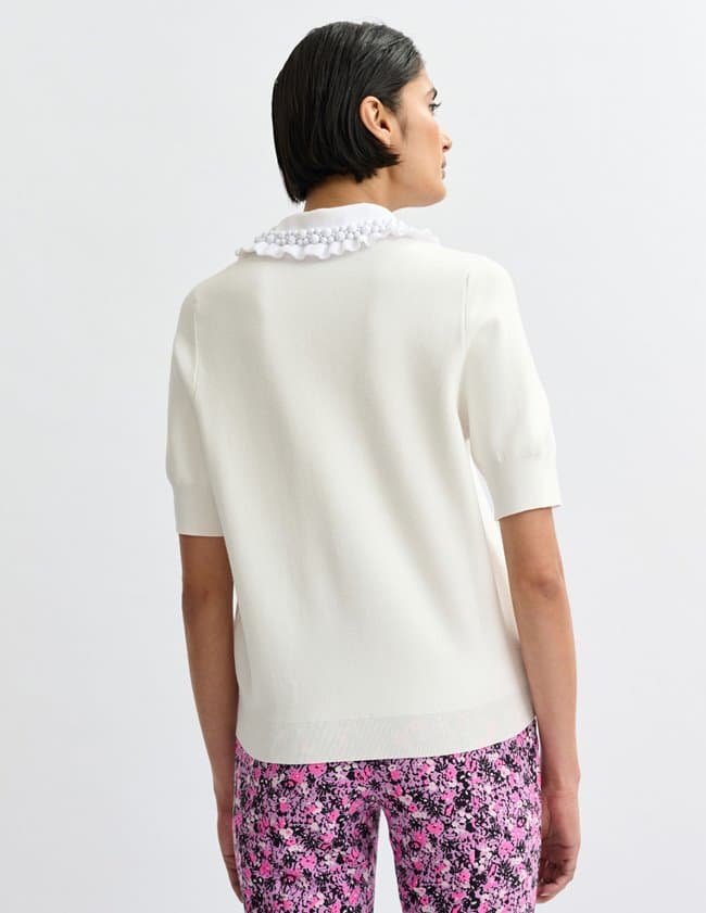 Essentiel Antwerp jewelry polo top - white model