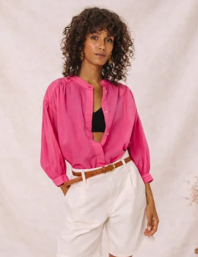 Sacrécoeur carla hibis blouse - pink detail