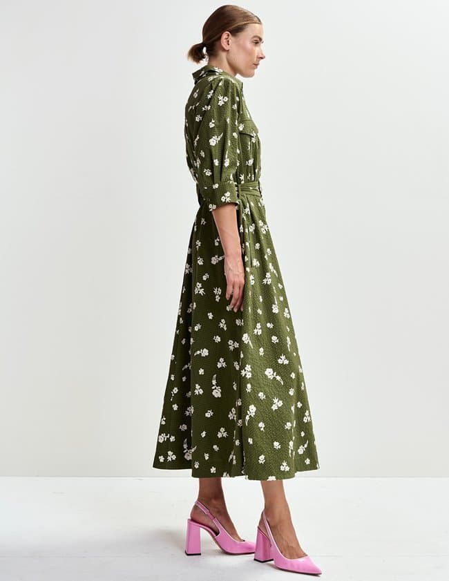 Essentiel Antwerp jizo shirt dress - olive detail