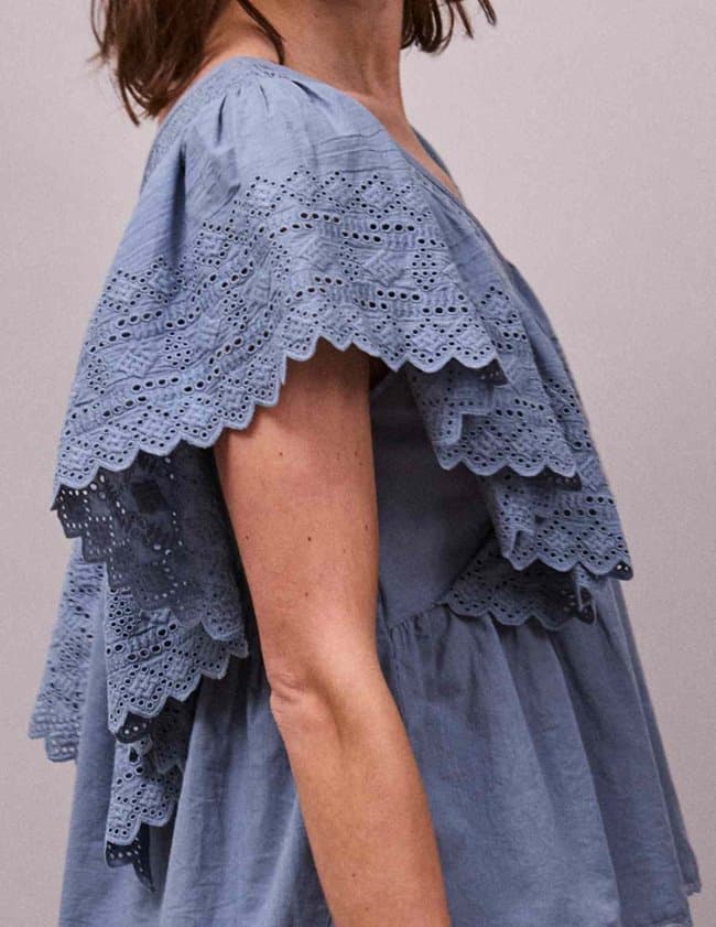 FAUNE camelia top - cornflower blue back
