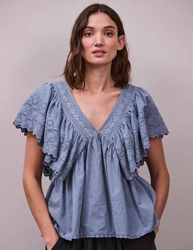 FAUNE camelia top - cornflower blue