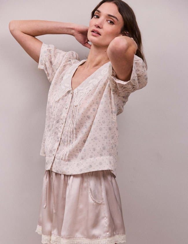 FAUNE deco blouse - cornflower print detail