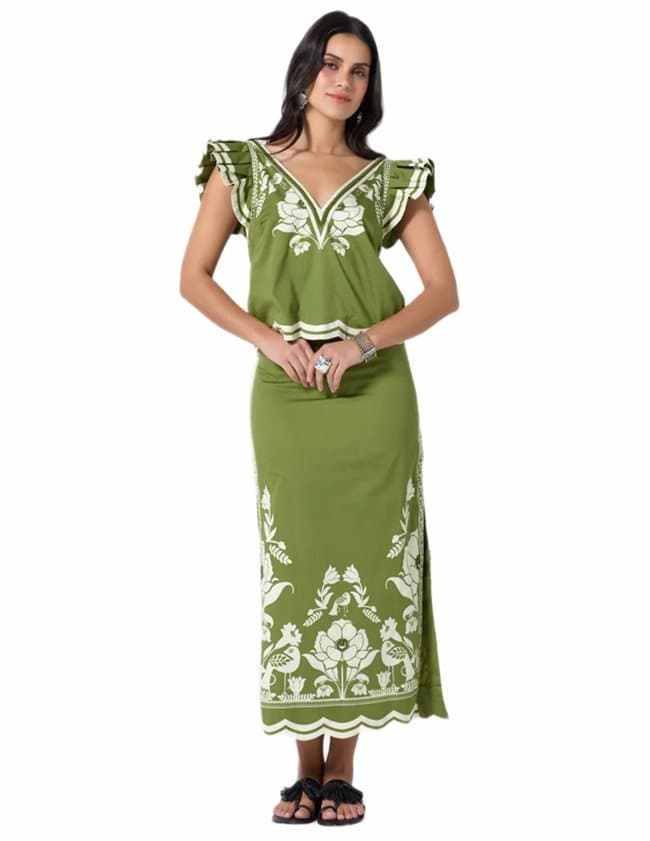 Scarlett Poppies vittore top - green detail