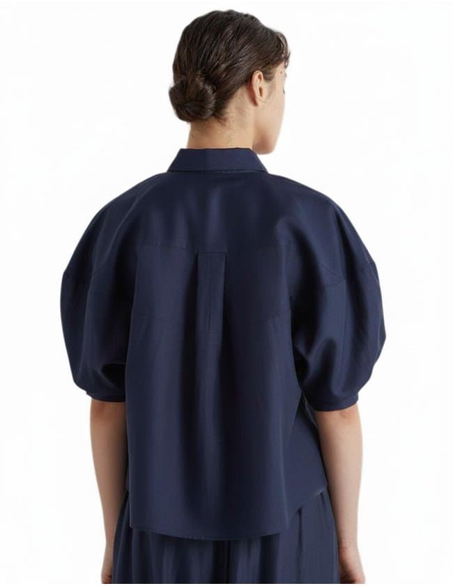 MeiMeiJ puff sleeve shirt - navy model