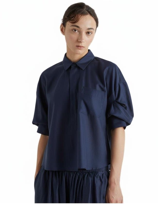 MeiMeiJ puff sleeve shirt - navy