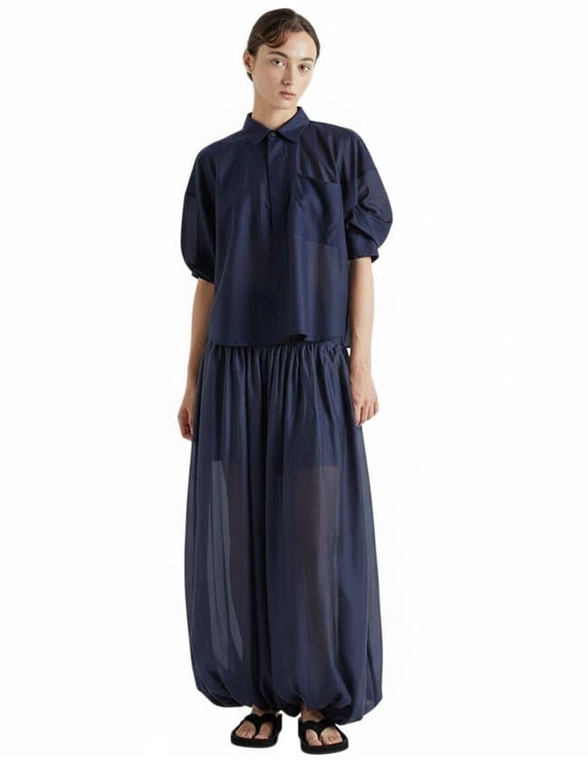 MeiMeiJ puff sleeve shirt - navy back