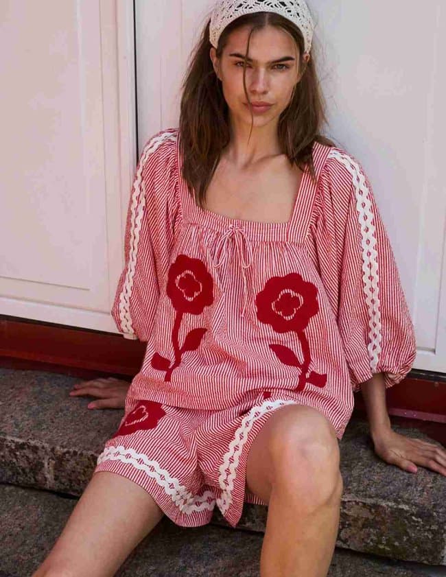 Sissel Edelbo abelone top - red flower