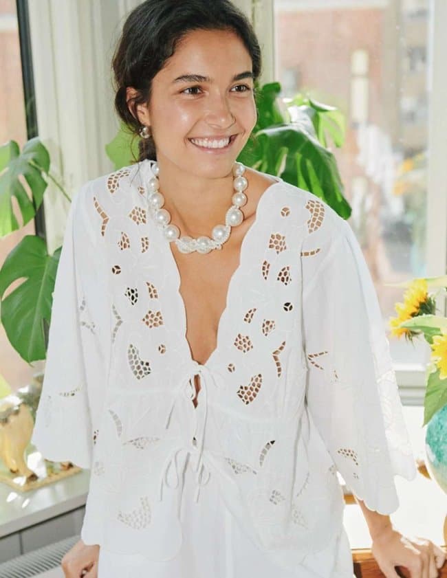 Sissel Edelbo adeline top - ecru detail