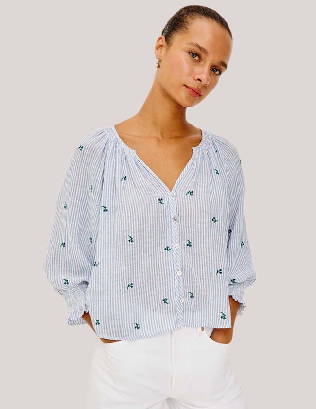 Rails mariah blouse - bluebell stripe detail