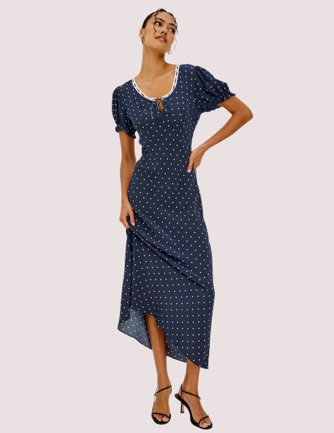 Rails allison dress - navy polka dot detail