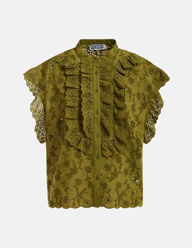 Essentiel Antwerp jellaba blouse - khaki back