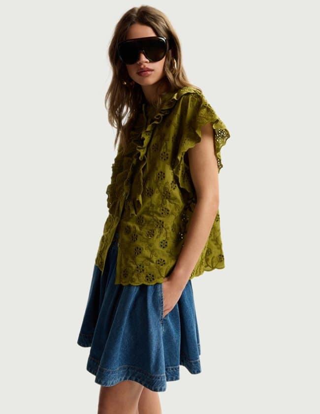 Essentiel Antwerp jellaba blouse - khaki detail