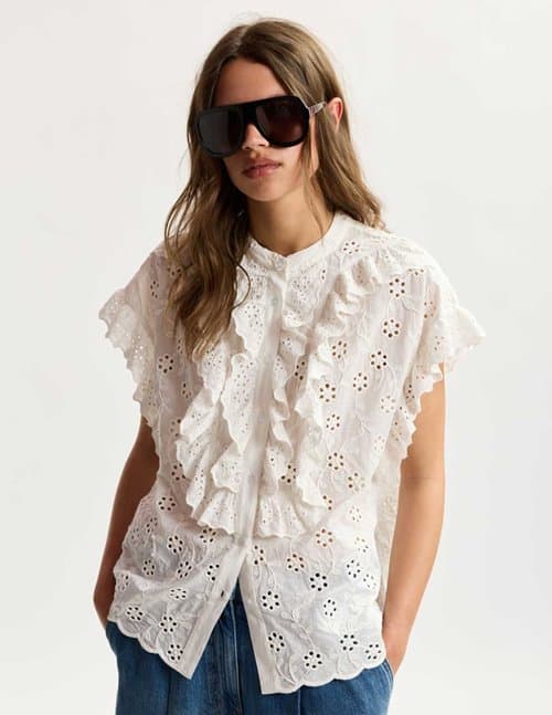 Essentiel Antwerp jellaba blouse - white