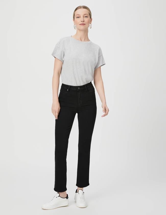 Paige Jeans cindy straight ankle jeans - black shadow