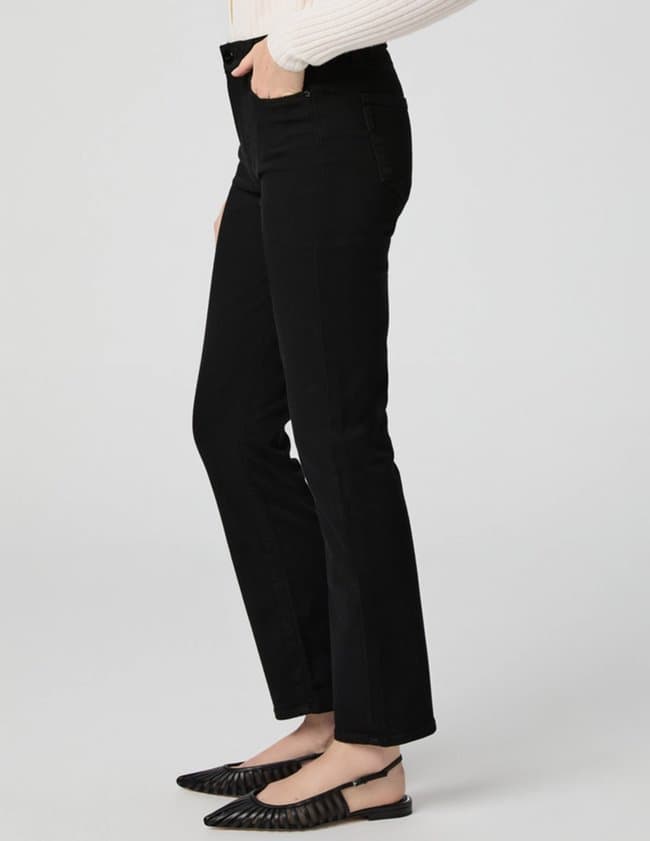 Paige Cindy Straight Ankle Jeans Black Shadow side
