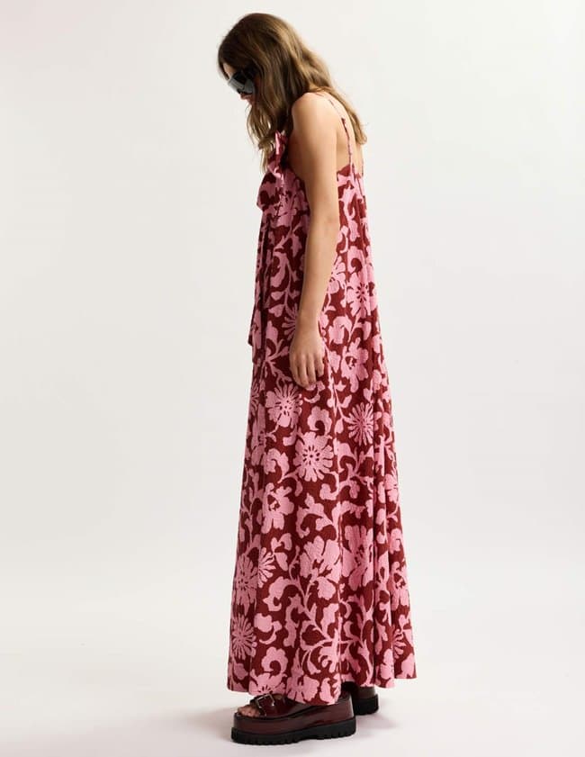 Essentiel Antwerp johnson midi dress - pink model