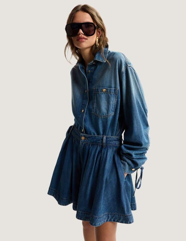 Essentiel Antwerp joss pleated denim shorts - blue