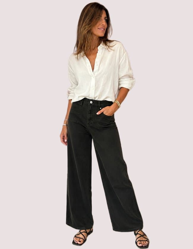 Frame Jeans le slim palazzo corduroy jeans - military