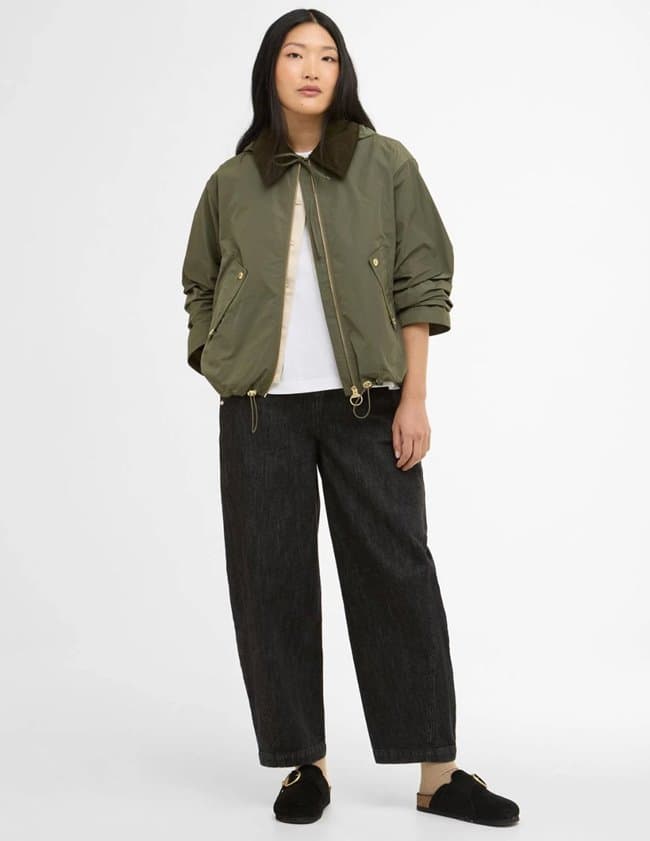 Barbour weaver jacket - ivy green detail