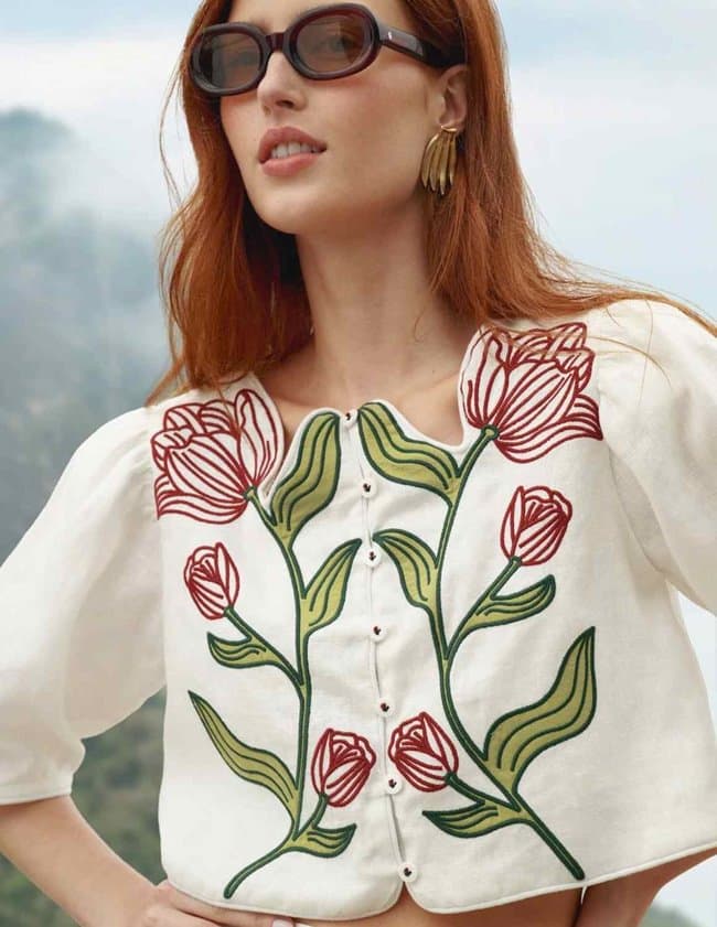 Farm Rio flower crop top - white side