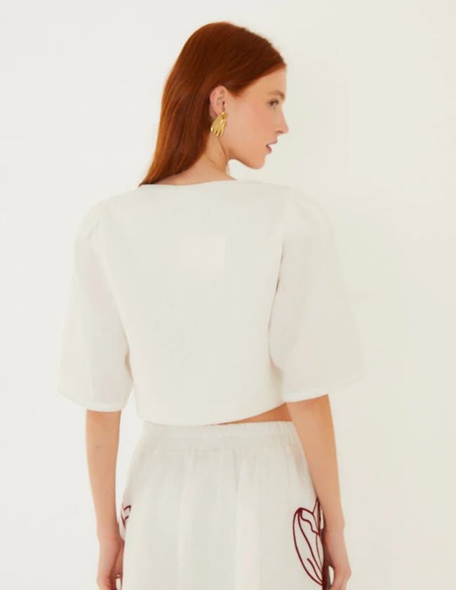 Farm Rio flower crop top - white detail