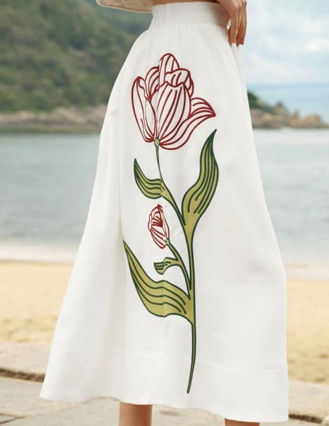 Farm Rio flower skirt - white back