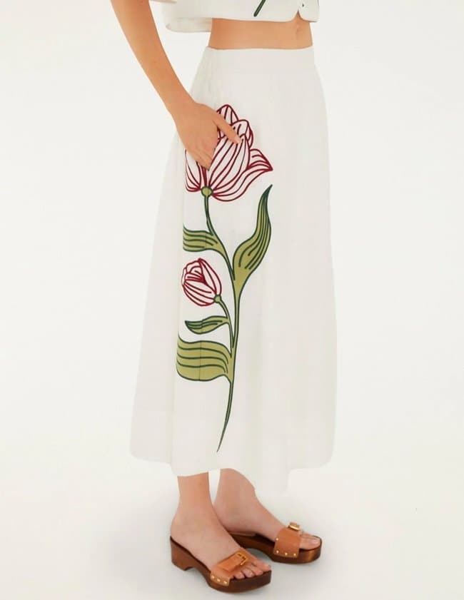 Farm Rio flower skirt - white side