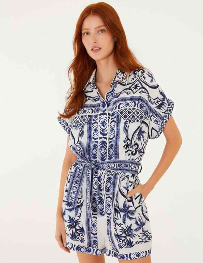 Farm Rio wonderful city romper - blue back