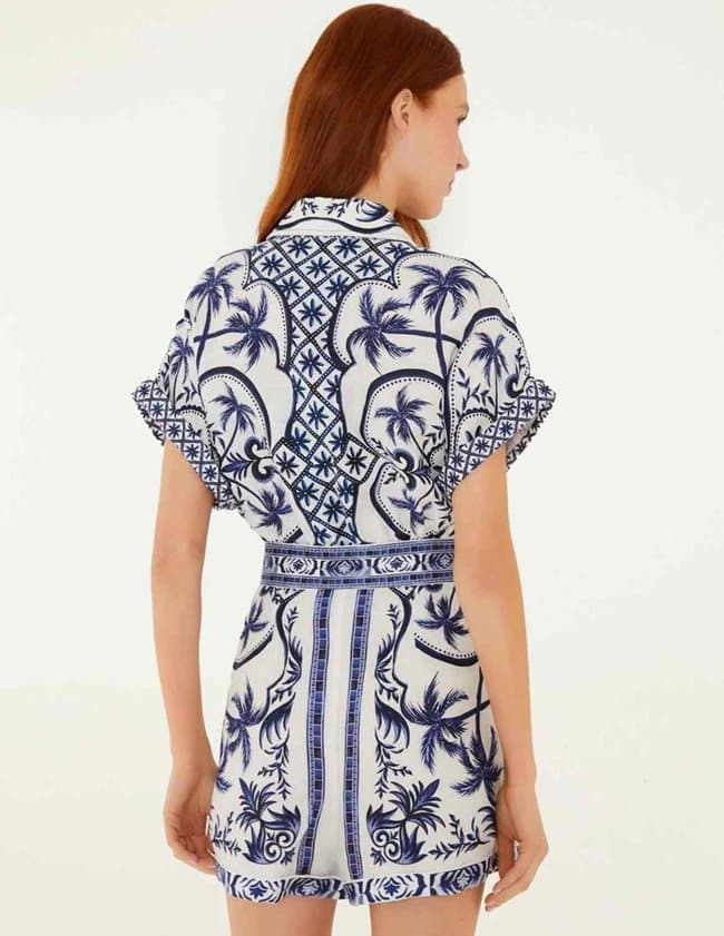 Farm Rio wonderful city romper - blue detail