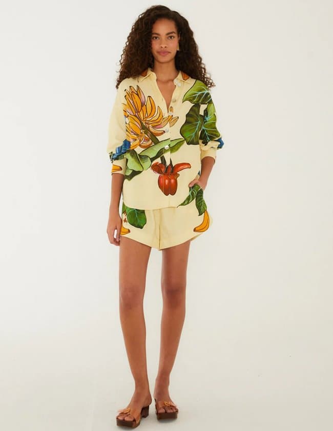 Farm Rio banana grapes shirt - yellow detail