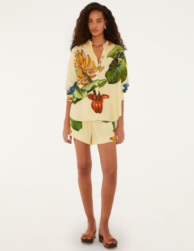Farm Rio banana grapes shorts - yellow