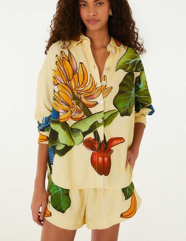 Farm Rio banana grapes shorts - yellow detail
