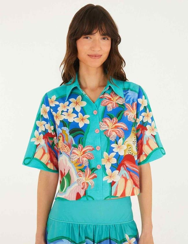 Farm Rio garden of life crop shirt - multi