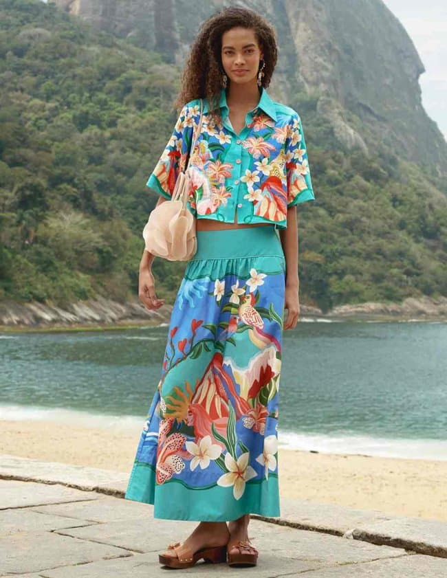 Farm Rio garden of life midi skirt - multi