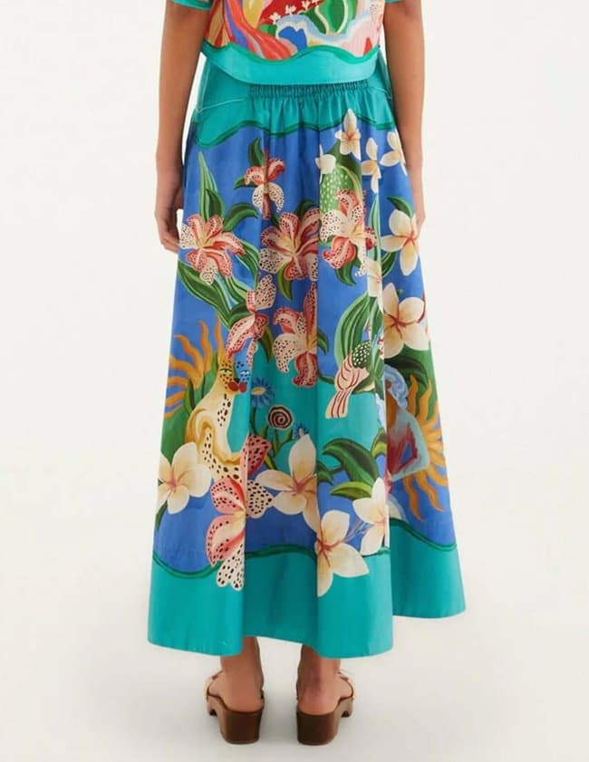 Farm Rio garden of life midi skirt - multi detail