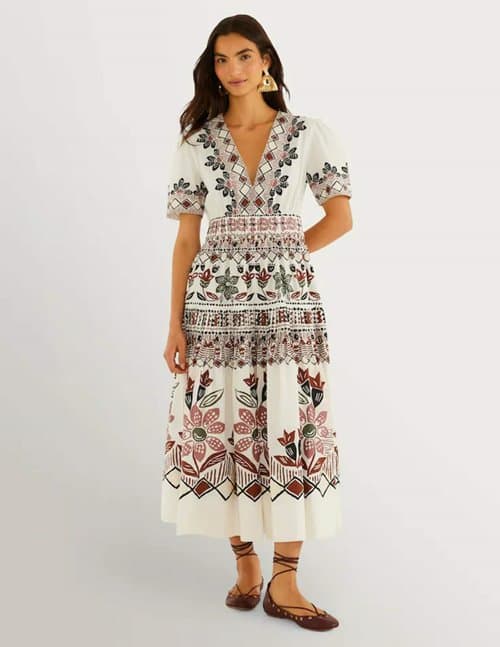 Farm Rio ainika organic cotton dress - white