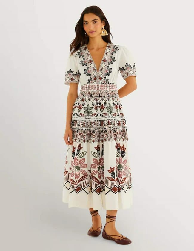Farm Rio ainika organic cotton dress - white
