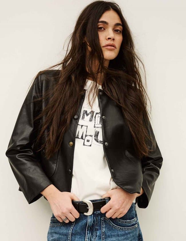 ba&sh mylos jacket - black detail