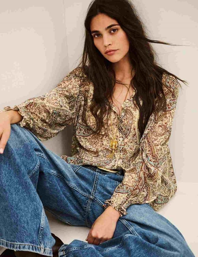 ba&sh cleo shirt - blue model
