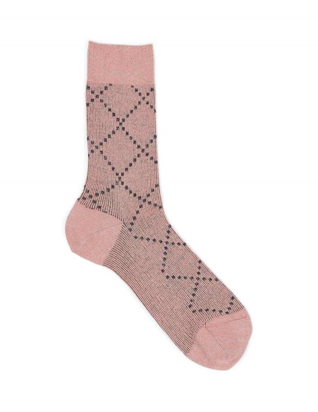 Alto Milano check short socks - pink glitter