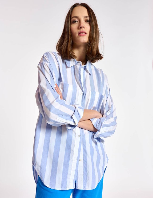 Essentiel Antwerp binki oversized shirt - blue stripe