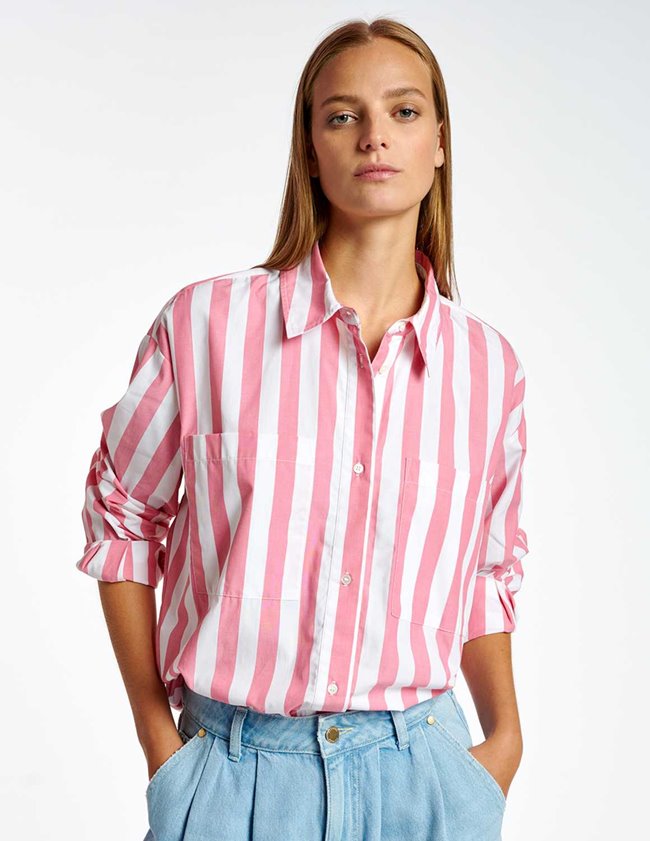 Essentiel Antwerp binki oversized shirt - pink stripe