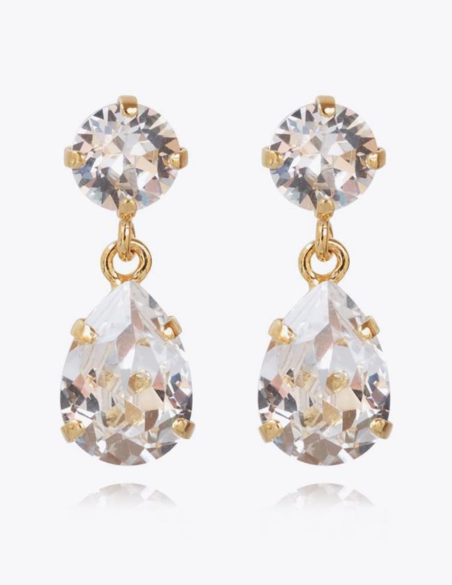 Caroline Svedbom mini drop earrings - gold / crystal